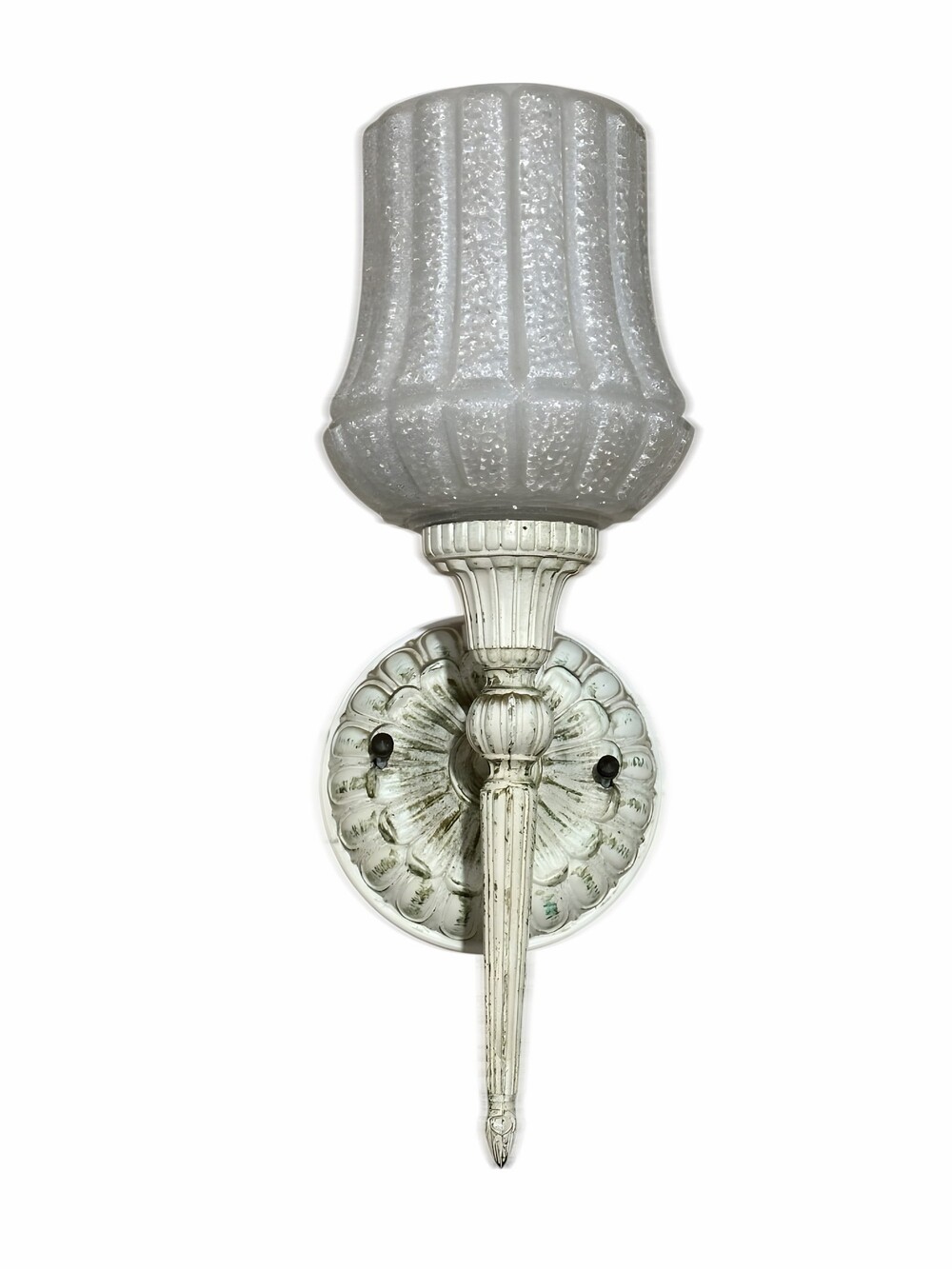 Vintage Progress Lighting French Country Style Bell Fluted Glass Shade Wall Scon